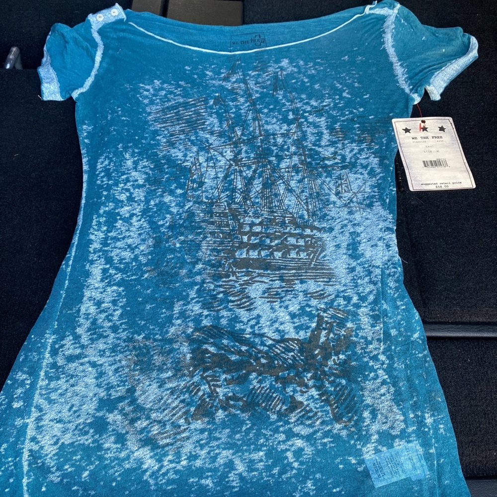 NWT We The Free People Embellished Tee Shirt Sz M